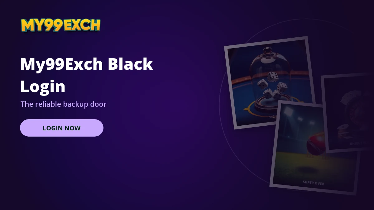 My99Exch black login panel banner with dark casino tiles
